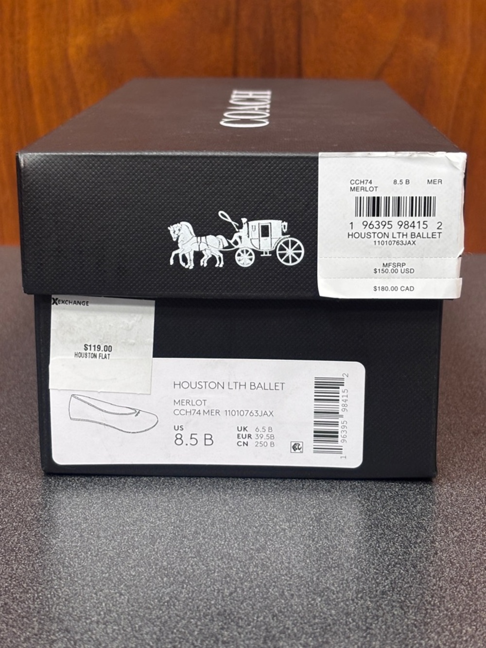 New In Box COACH Sz 8.5B Houston Leather Ballet Flats in Merlot. Stunning. - Picture 3 of 8